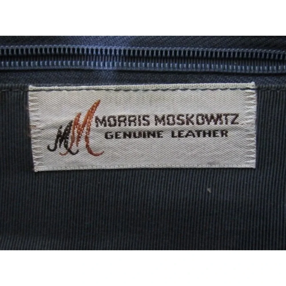 Morris Moskowitz Blue Leather Shoulder Strap Bag Zip Half Moon Shape Flat Vintag